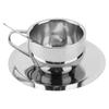 Anti‑Scald Stainless Steel Coffee Cup Mugs Cups with Spoon Saucer Set Tableware