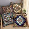 1Pc Bohemian Mandala Plaid Pillow Covers, Zipper Closure, Decorative Cushion Cases For Sofa Bedroom (No Inserts)