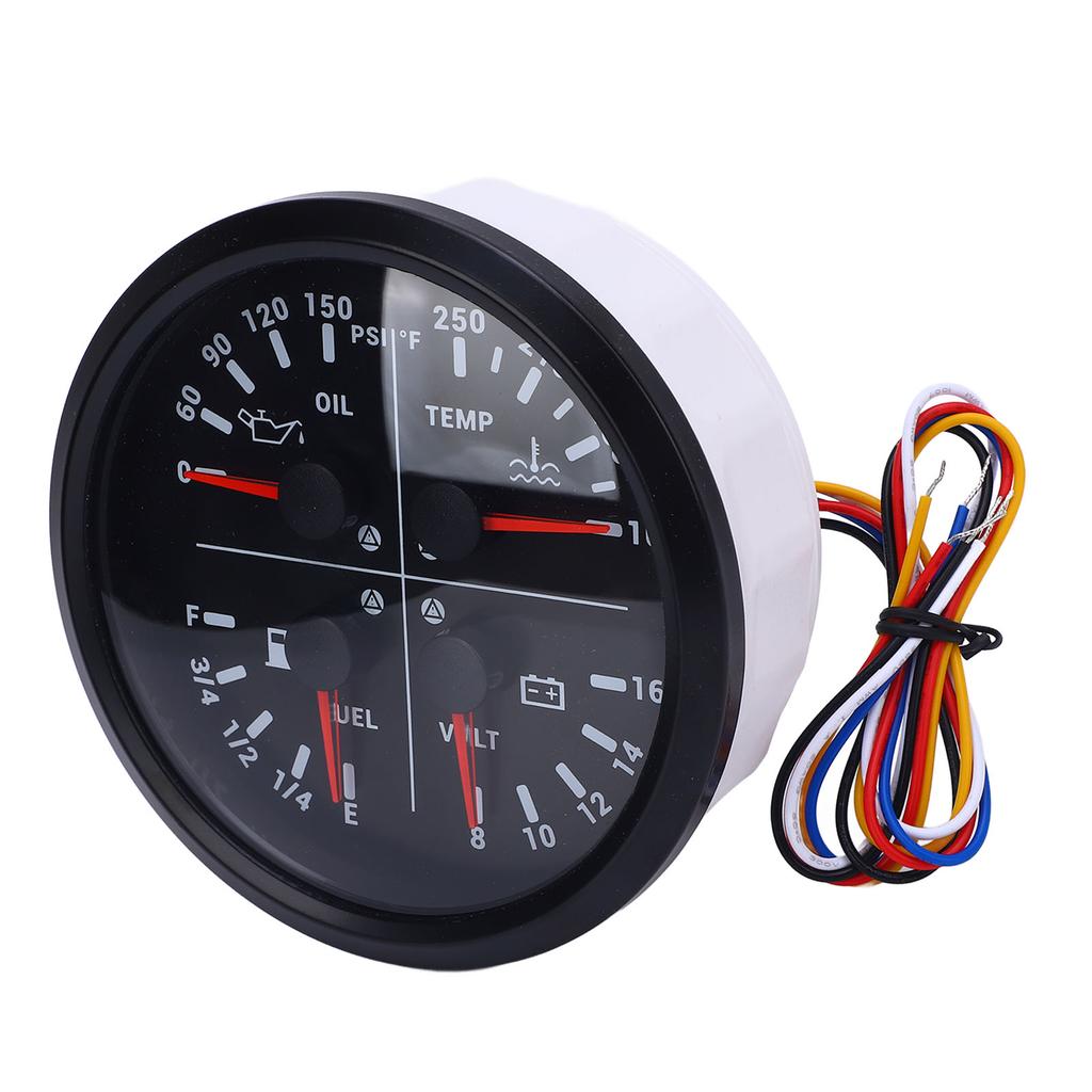 110mm 4 3 8in 4 In 1 Multifunction Gauge DC 12V 0 150PSI Oil Pressure Fuel Level 100 250 Fahrenheit  Water Temp 8 16V