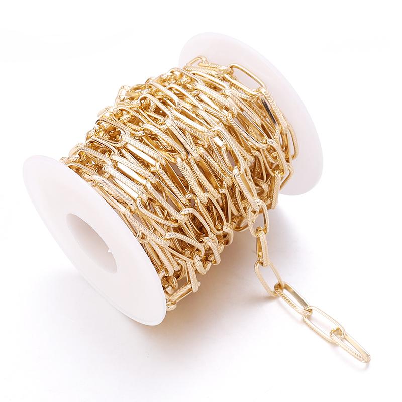 5 Yards/Roll Aluminium Paperclip Chains Ripple Oval Cross Chain for Necklace Bracelet Bag Gifts DIY Jewelry Making Components