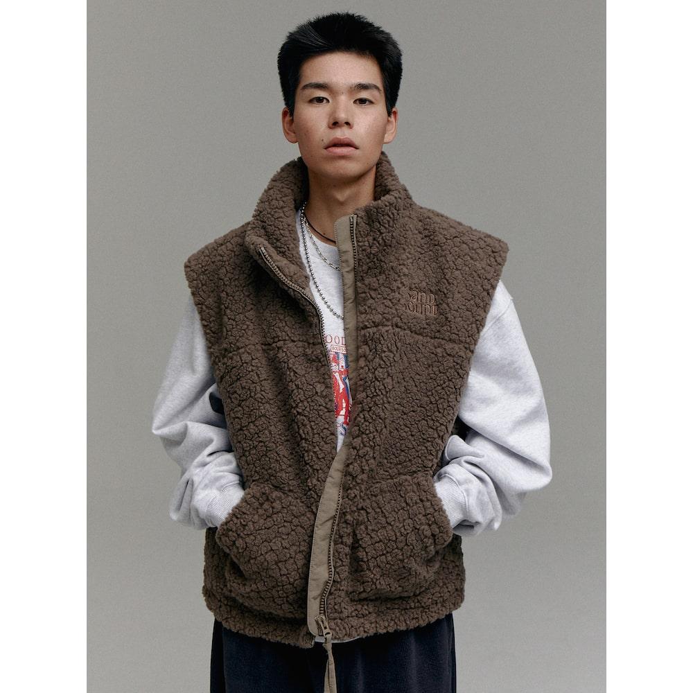 Sand Sound (Unisex) Fleece Oversized Vest Brown