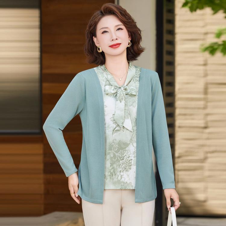 

Autumn Shirt T-shirt Top Middle-aged and Elderly Women s Clothing Small Shirt Backing Femininity Mother Clothing 5XL