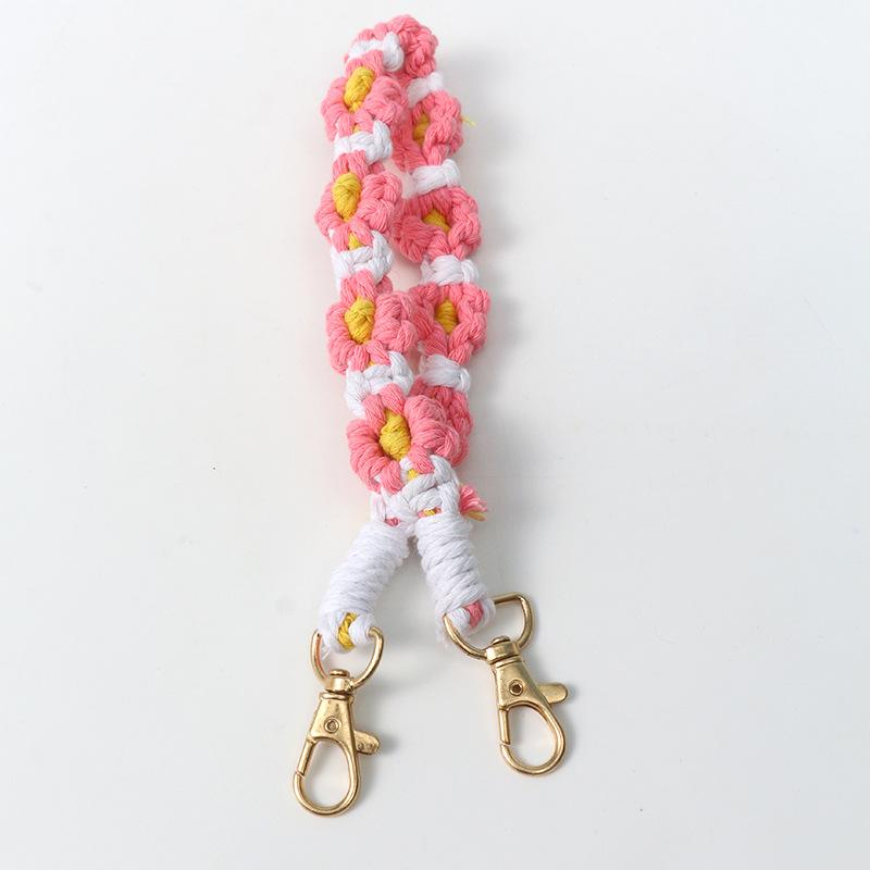 Bohemian Small Daisy Flower Keychain Hand-woven Wrist Rope European and American Bag Pendant