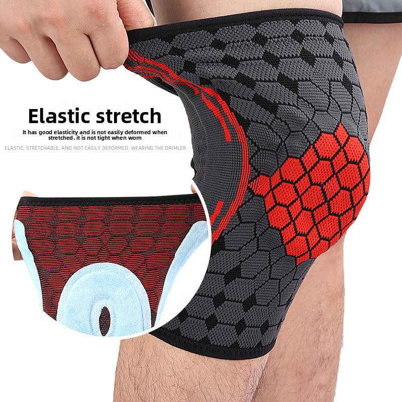 New Sports Nylon Knitted Knee Pads Spring Strip Support Silicone Strip Non-slip Silicone Ring Pad Support Fitness Knee Pads