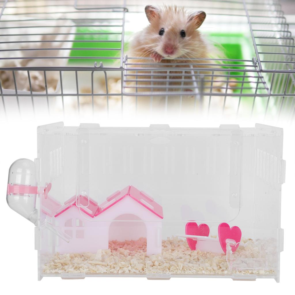Acrylic Pet Cage Transparent Single Layer House Castle Hamster Supplies with Feeding BasinL
