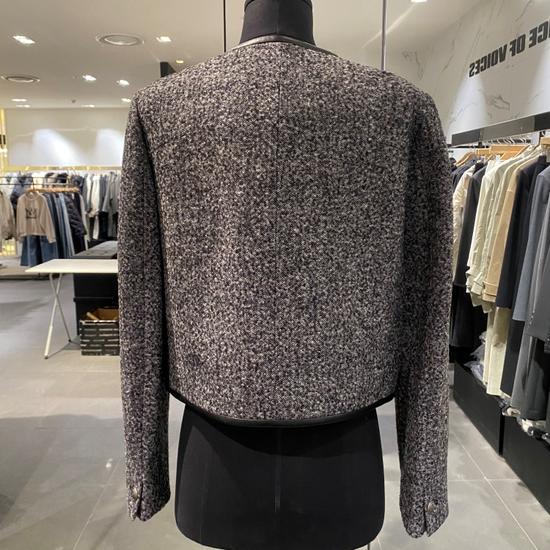 VOV Synthetic Leather Herringbone Trim Jacket
