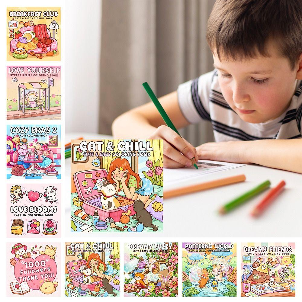 Educational Coloring Book Cartoon Doodles Book Cute Paperback  for Adults And Teens