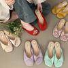 Spring and summer 2025 new retro low-heeled cool slippers women's open-toed soft-soled French one-word fashion shoes
