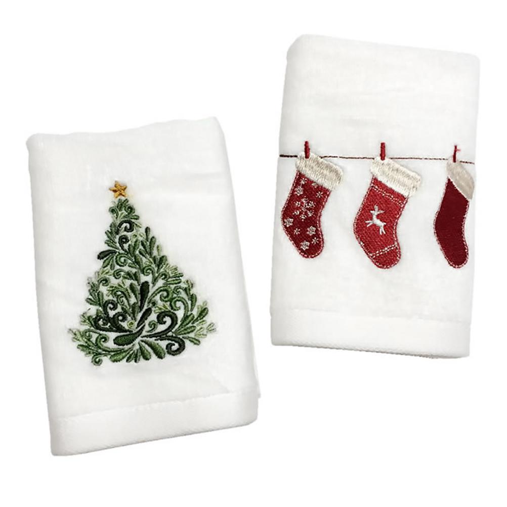 

3PCS Christmas Hand Towels Washcloth Pure Cotton Bathroom Christmas Kitchen Towels Basin Towels for people with sensitive skin