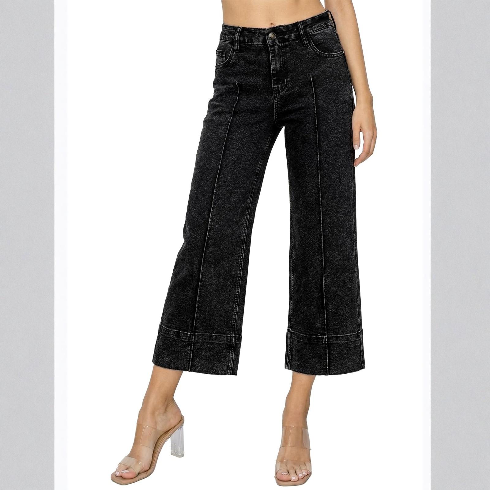 

Женские джинсы с широкими штанинами Легкие Прямые Мешковатые Джинсовые брюки на кулиске L чёрный