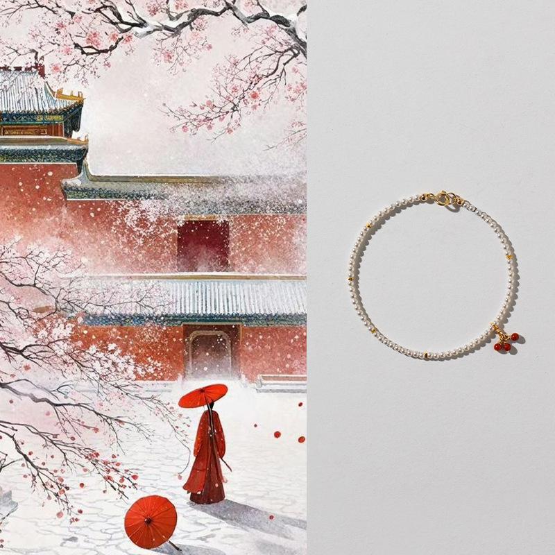 A fleeting dream: New Chinese-style national charm Shijia pearl and Southern red agate beaded bracelet, niche new design A fleeting dream Suitable