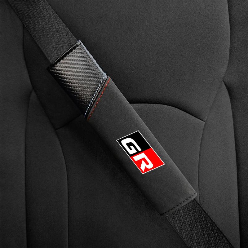 

2PCS Car Carbon Fibre Seat Belt Cover Shoulder Pad For Toyota GR Gazoo Racing Toyota Yaris Hilux Corolla Priu Auto Accessories