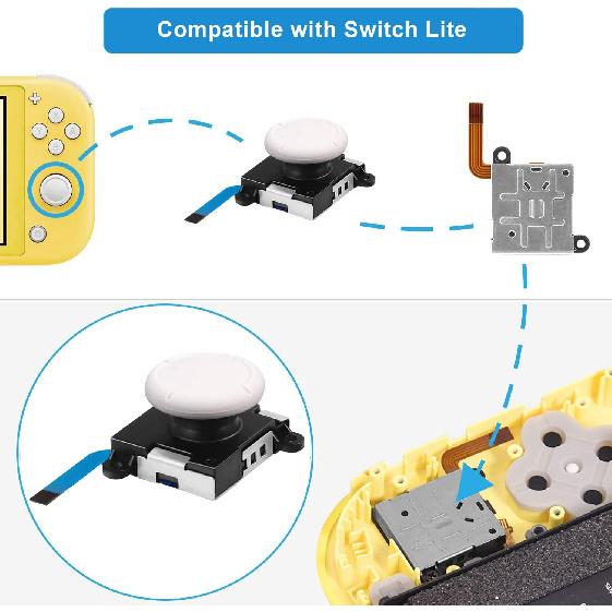 Joycon Joystick Replacement 4 Pack, 3D Replacement Joystick Analog for Nintendo Switch Joycon, Left/Right Thumb Stick with Thumbstick Grips