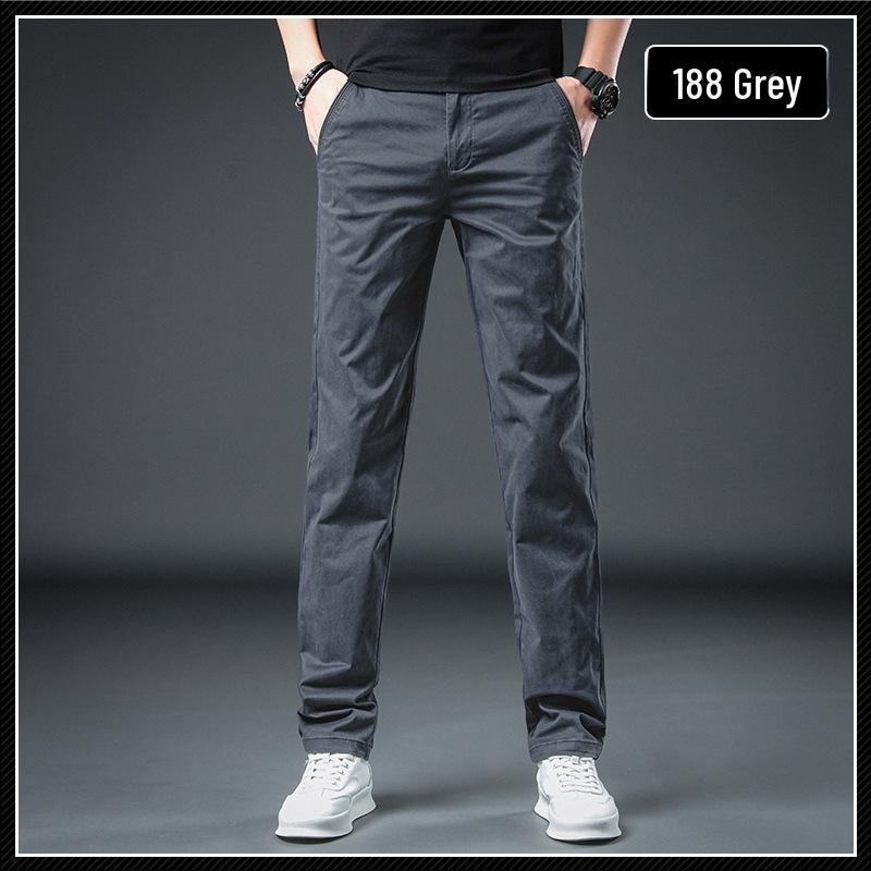 

Men s Spring & Autumn Gray Elastic Cotton Pants - Straight, Casual, Business Style 33