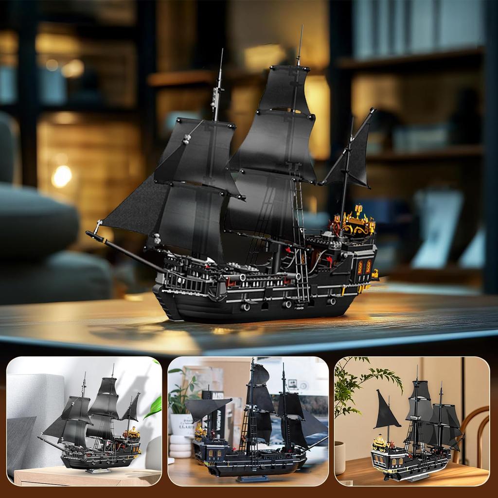 Hallisun Building Blocks Set: Miniature Pirate Ship Model Building Toy, Miniature Size, Bricks, for Adults and Children (Ages 8+), Boys and Girls, Chr