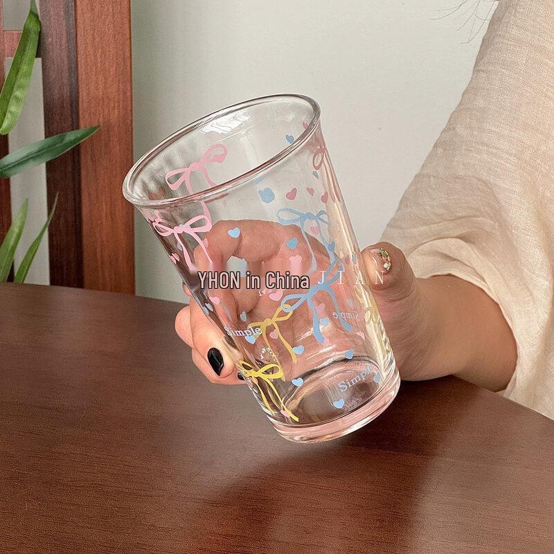 ZISIZ Cute Bowknot Glass Drinking Cup