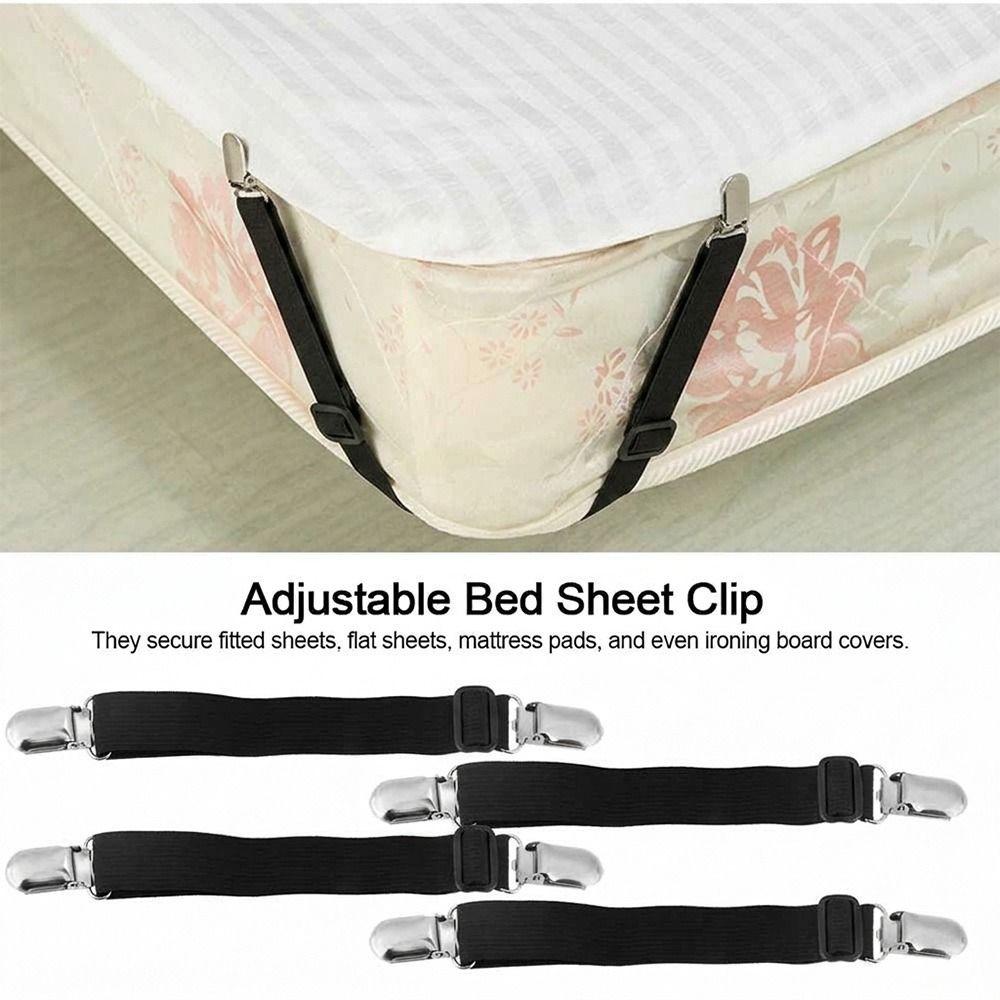 4pcs Adjustable Bed Sheet Holder Elastic Bed Sheet Fastener Washable Bed Sheet Clip  Fitted Sheet