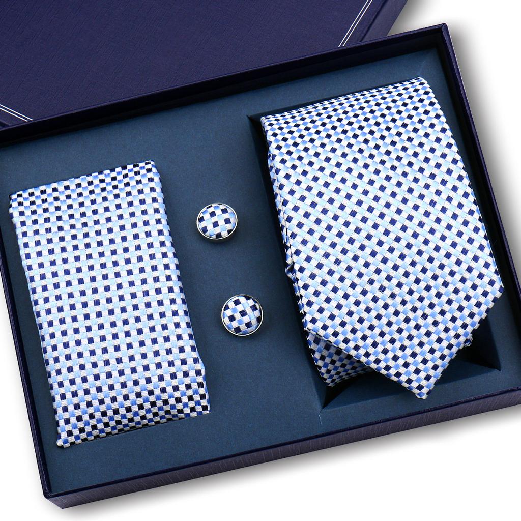 Men'S Business Tie Pocket Square Scarf Gift Box Set Formal Wedding Professional Shirt Trendy Tie Worker