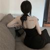 Pure Desire Sexy Hanging Neck Strap Dress Women's Summer Dress French High End Elegance and Temperament Long Waist Waist Split Wrap Hip Skirt