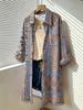 Ladies Spring and Summer New Shirt Cardigan Long-sleeved Jacket, Loose Fit Single Button Lapel Beach Print Shirt
