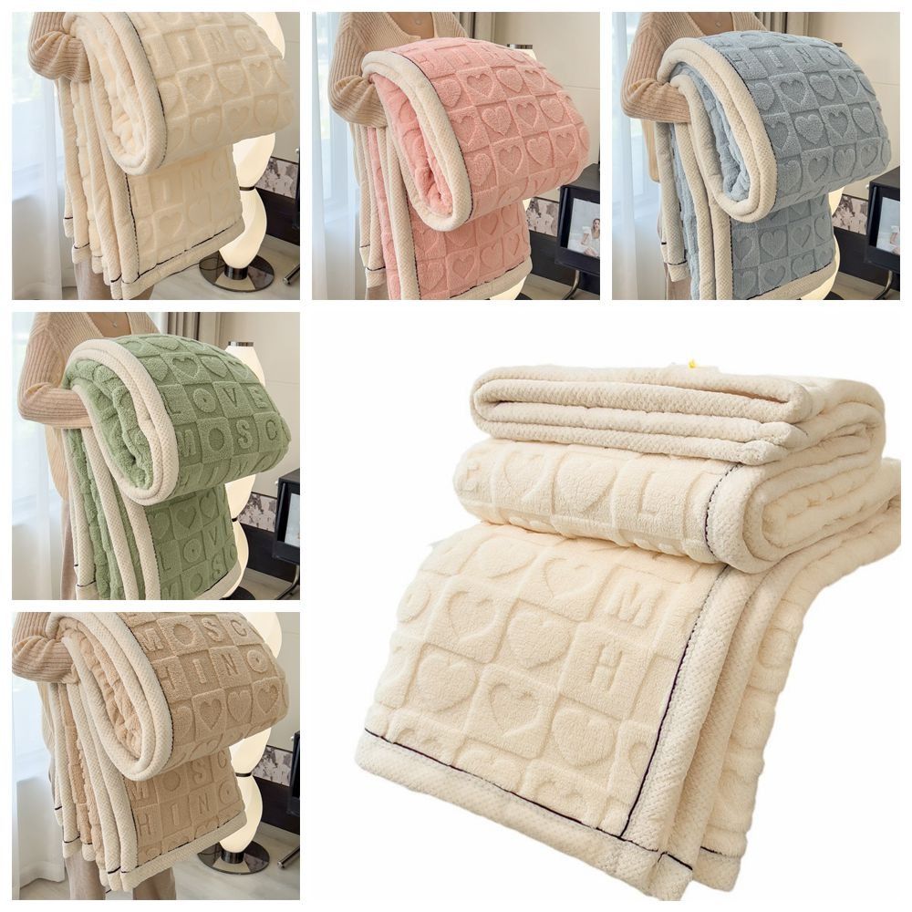 

Skin-Friendly Warm Blanket Fleece Throw Blanket New Plush Striped Blankets Home Office хакі
