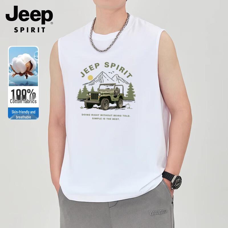 Мужская летняя хлопковая свободная майка с принтом JEEP SPIRIT M