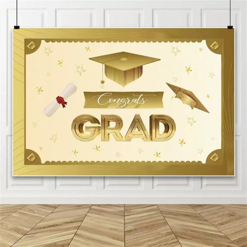 Graduation Background Cloth Black Gold Party Decoration Photo Birthday Picture Making