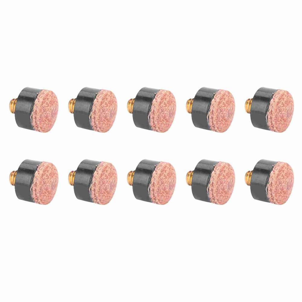 10pcs Screw-in Ferrules Pool Cue Tips Leather Iron Billiards Cue Tip Plastic Screw-on Tips Replacement Parts