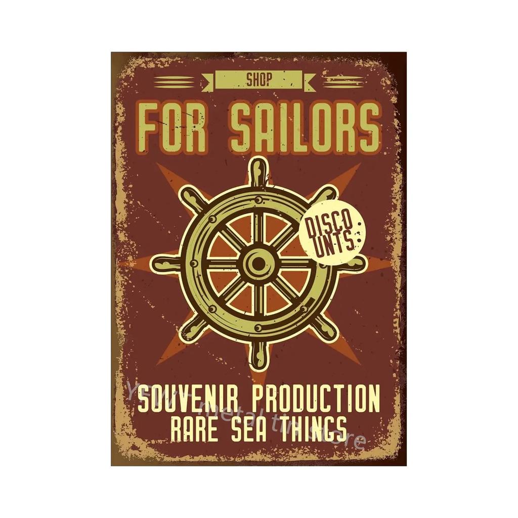 1pc Anchor Navigation Tin Sign Metal Signs Vintage Nautical Dream Art for Beach Beach House Seaside Man Cave Wall Decoration