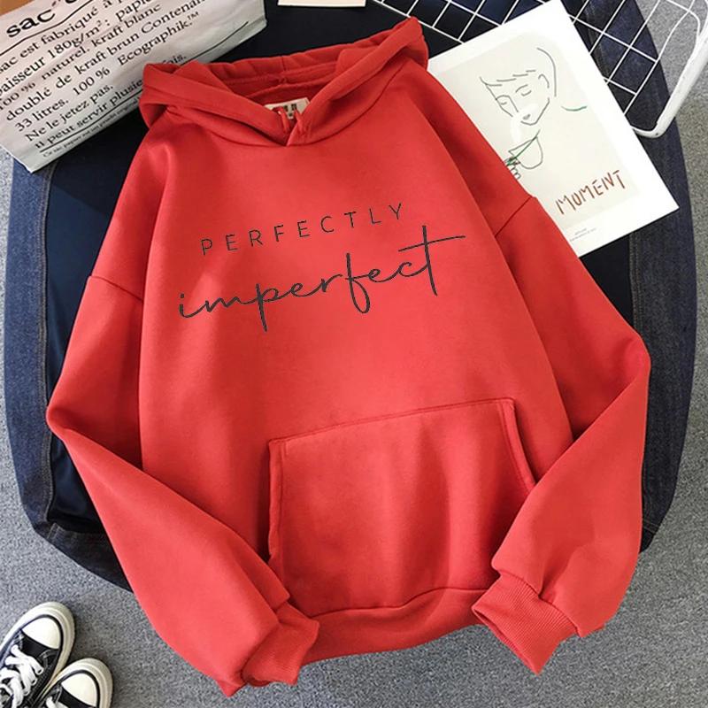 90s Letter Perfectly Imperfect Hoodies Women men Harajuku Mange Sweatshirts Funny Kwaii Hooded Graphic Gothic Streetwaer Clothes
