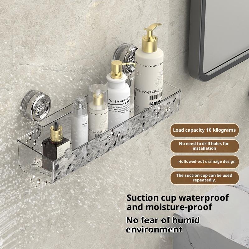 1/2Pcs Plastic Suction Cups Shower Shelves Punch-Free Rectangular/Triangular Shower Storage Rack Removable Draining