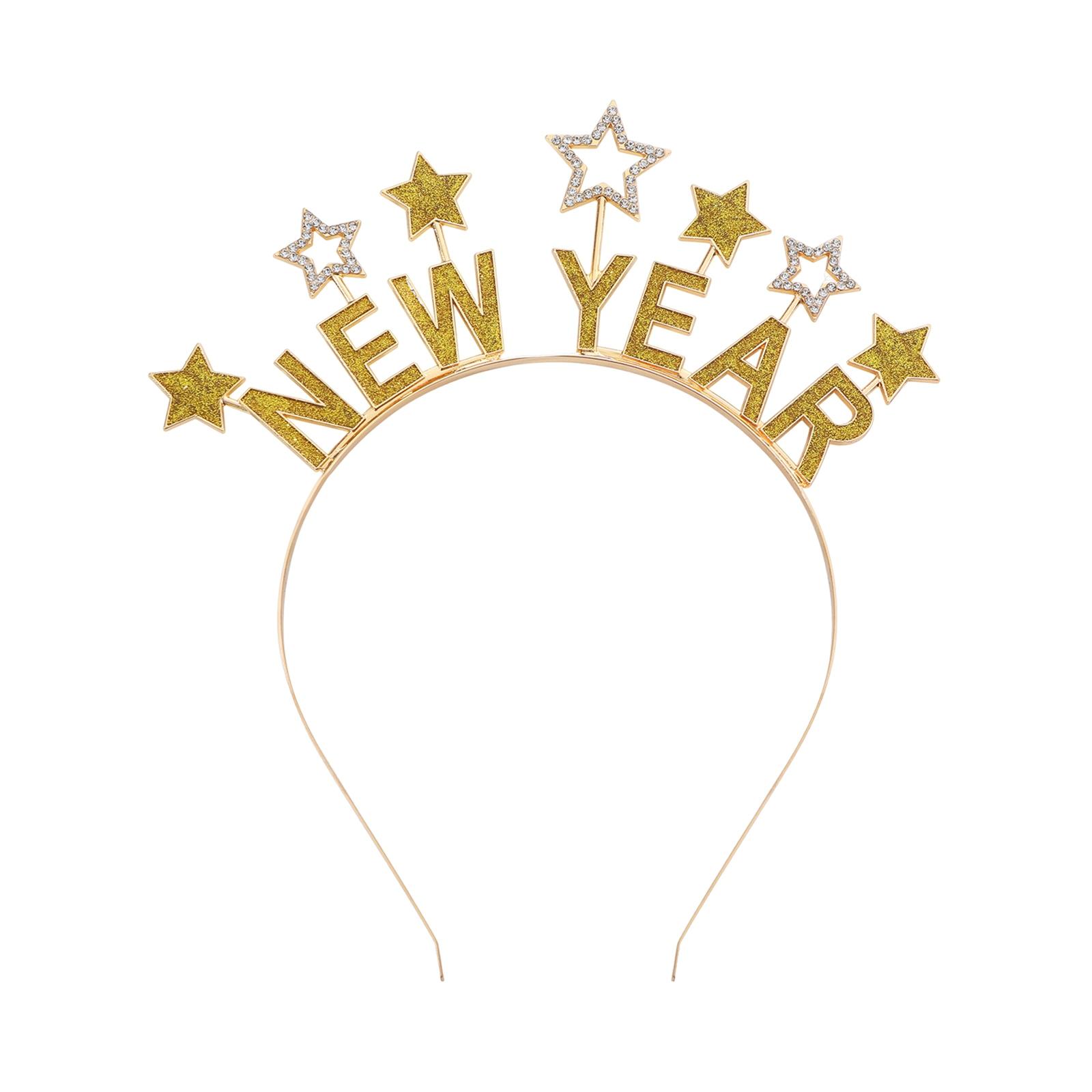 

Happy New Years Headbands For Women, New Year’s Eve Hat Star Hairbands New Year Party Supplies Holiday Gifts One Size