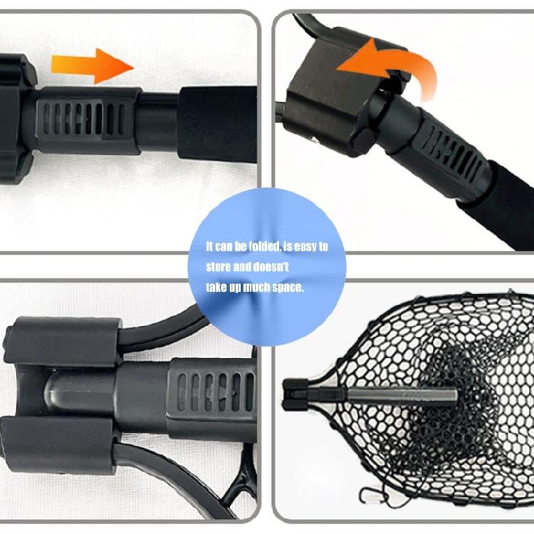 Collapsible Handle Fishing Net Fish Landing Net Saltwater Fishing Equipment Silicone Mesh for Safe Fish Catching