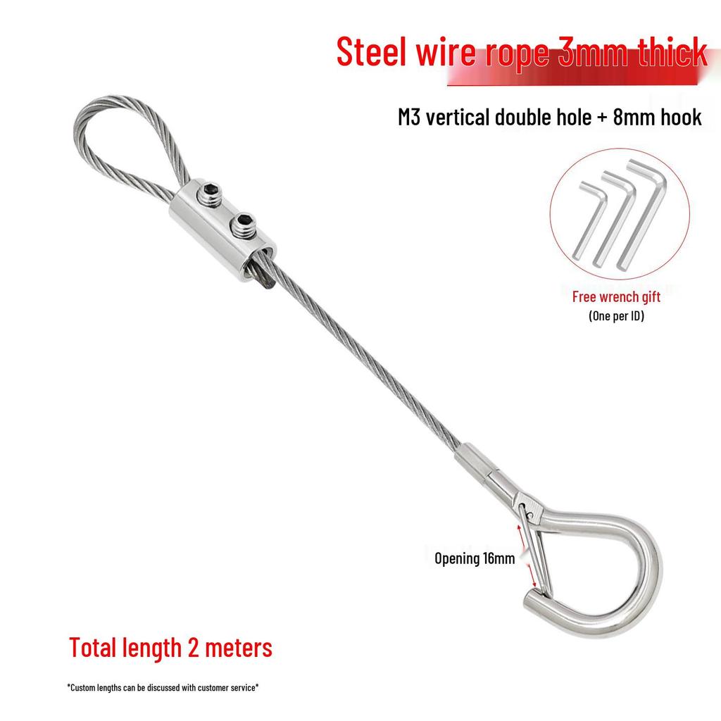 304 Stainless Steel Wire Rope Lock Buckle, 1-4mm Adjustable Hanging Picture and Lighting Wire Hook Adjuster