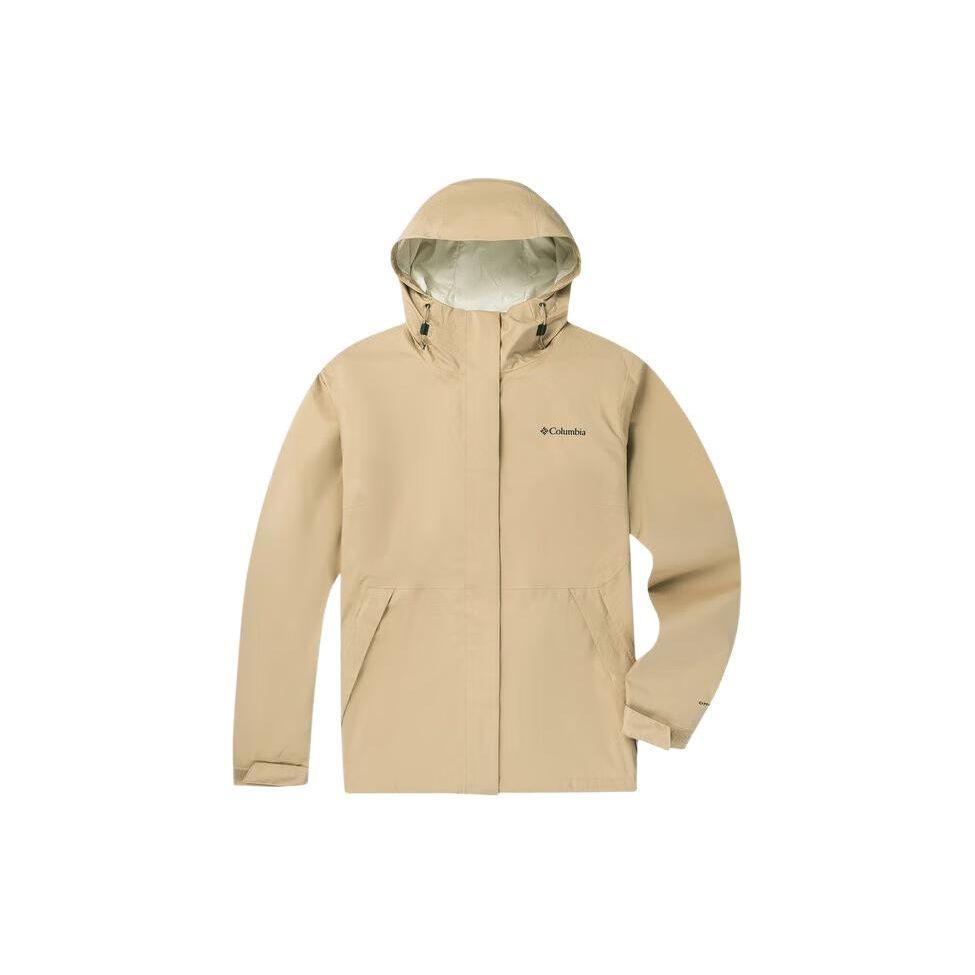 Columbia Solid Logo Hiking Hooded Lightweight Waterproof Jacket Women jackets Khaki XR1866-262