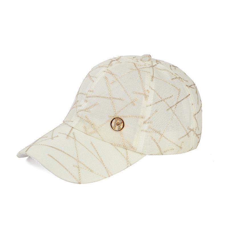 Korean Style Women's R Letter Sun Hat - Fashionable, Versatile, Breathable Baseball Cap for a Slimmer Face.