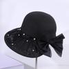 Summer large brim pearl decorative bow straw hat women's fashion outdoor travel vacation sun hat
