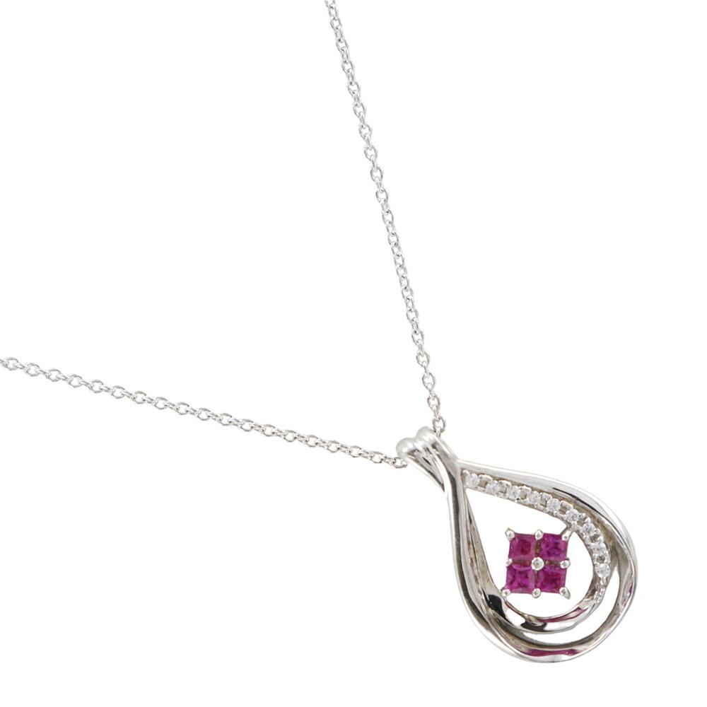 

Necklace Red Silver925/cubic zirconia/Akaishi 3g Women Used