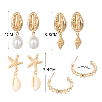4 Paare/Set Böhmen Frauen Shell Conch Aussage Ohrringe Tropfen Baumeln Ohrringe