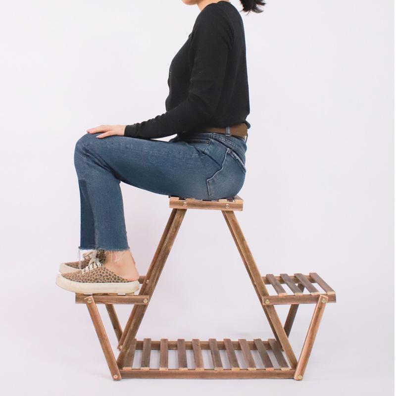 Multi-Layer Wooden Flower Rack for Indoor Balcony or Living Room