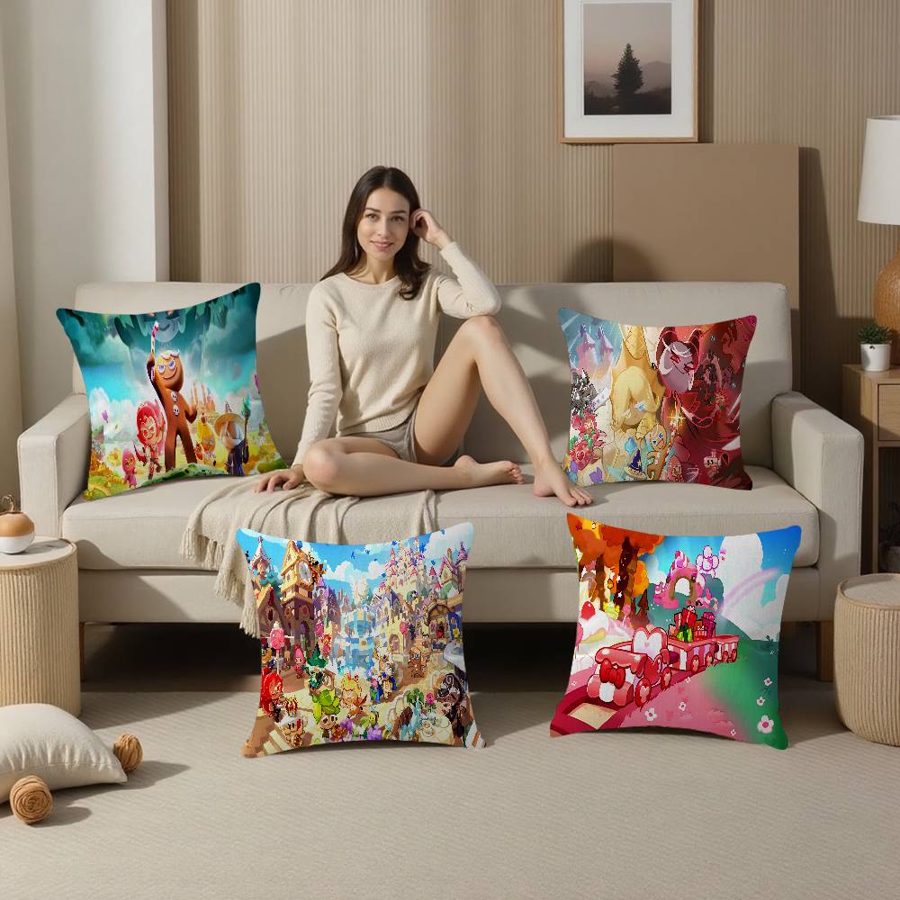 Cute C-Cookie Run Kingdom-S Anime Pillow Cushion Cover Pillowcase Living Room Sofa Home Decor Customized
