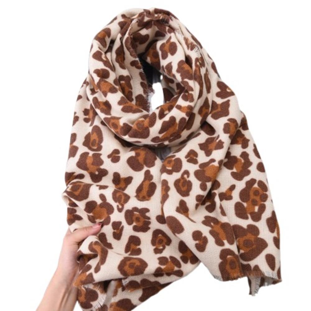 Tassel Leopard Print Scarf Plush Long Cashmere Shawl Classic Luxury Pashmina Scar  Women/Men