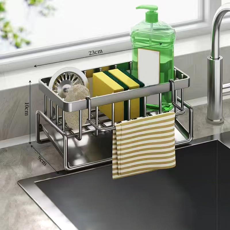 Multifunctional Sponge Rack Drainer Kitchen Shelf Sink Rag Dishwashing Detergent Dishcloth Organiser Kitchen Storage Racks