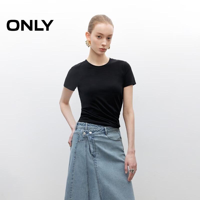 ONLY Women s Solid Round Neck Short Sleeve T-Shirt M