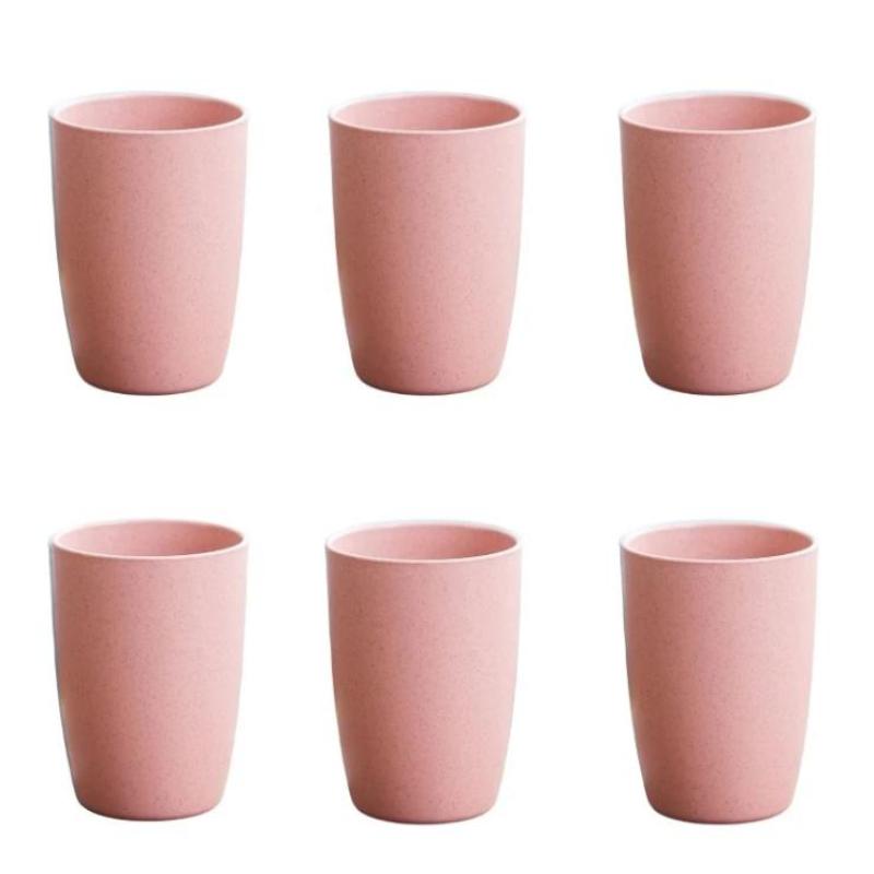 12Pcs Wheat Straw Cup Plastic Mouthwash Water Cup Brushing Cup Potable Drinking Travel Cup For Kids Adults