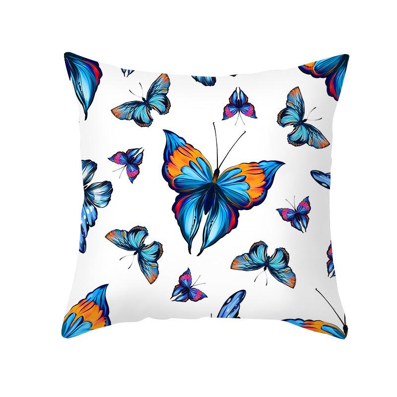 Colorful Butterfly Series Sofa Pillow Cover Nordic Peach Skin Print Office Cushion Pillow Cover Home