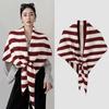 Cashmere Knitted Triangle Scarf Plush Cape Wraps Simple Striped Scarf  Autumn Winter