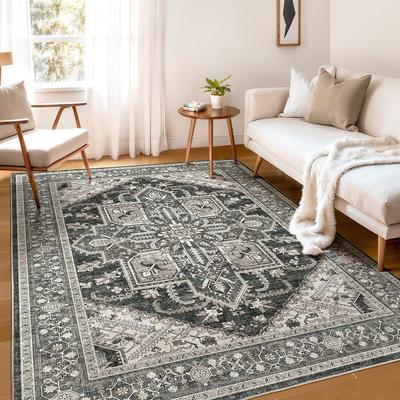 Crystal Velvet Carpet Living Room Bedroom Ethnic Style Dirt-Resistant Retro Floor Mat Nordic Non-Slip And Dust-Proof Floor Mat