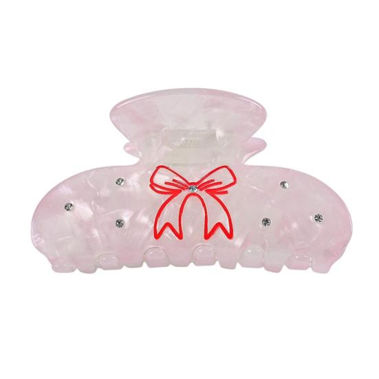 Hair Claw No Slipping Acetate Sheet Strong Grip Medium Size Back Head Hair Clip Rhinestone Inlaid Bowknot Pattern Versatile Hair Accessory