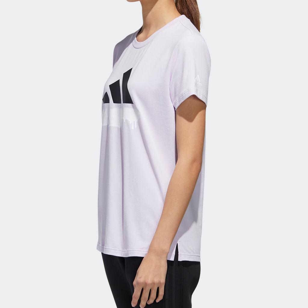 Adidas Large Logo Printed Round Neck Short Sleeve T-Shirt Women Tops Light-Purple GL5639